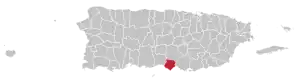 Map of Puerto Rico highlighting Santa Isabel Municipality