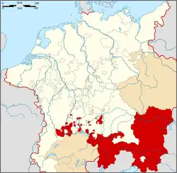 Map indicating the Austrian Circle of the Holy Roman Empire