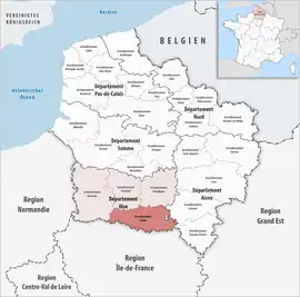 Location within the region Hauts-de-France