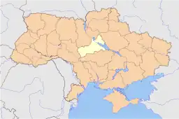 Kaniv Reservoir is located in Ukraine Cherkasy Oblast (country map)