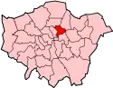 Location of the London Borough of Hackney in Greater London