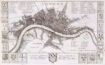 Image 16Richard Blome's map of London (1673). The development of the West End had recently begun to accelerate. (from History of London)