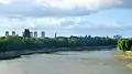 The Thames looking towards Brentford, Chiswick and Hammersmith, with the Brentford Towers on the left.