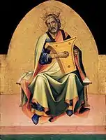 King David by Lorenzo Monaco circa 1408–1410. Some scholars believe this panel was part of the Fioravanti chapel in San Pier Maggiore in Florence. Metropolitan Museum of Art. New York.