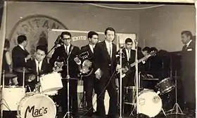 Los Mac's in Valparaiso in 1963. Edward Carter, David Mac Iver, Gabriel Marambio, Carlos Mac Iver, Jose Soto and Daniel Yovanovic (back on the piano).