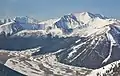 Aerial view of Borah Peak (left) and Doublespring Peak (upper right)