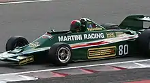 The Lotus 80 being driven at the 2008 Silverstone Classic race meeting.