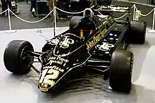 The Lotus 91 Formula One car being exhibited in Japan. A Nigel Mansell's car.