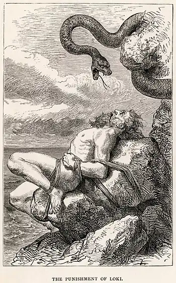 Image 29The Punishment of Loki, by Louis Huard (edited by Adam Cuerden) (from Wikipedia:Featured pictures/Culture, entertainment, and lifestyle/Religion and mythology)