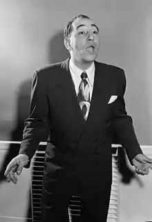 Louis Prima pictured in black-and-white