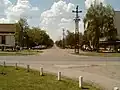 An intersection on the main road in Lovćenac today.