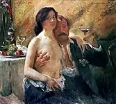Self Portrait with his Charlotte Berend and Champagne Glass (1902), oil on canvas, 97 × 107 cm., private collection
