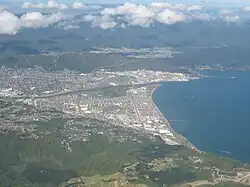 Lower Hutt from the air, looking eastwards in March 2009