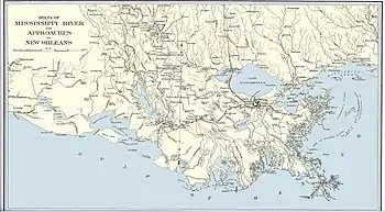 Map depicting Louisiana and the Lower Mississippi during the time of the Civil War.