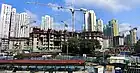 Reconstruction in progress in June 2010, as viewed from the flyover of Kwun Tong Road.