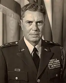 Black and white head and shoulders photo of Frederic J. Brown II as commander of Sixth U.S. Army in 1963