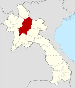 Map showing location of Luang Prabang province in Laos