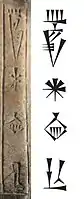 The name Lugalannatum in archaic linear script, and in standard Sumero-Akkadian cuneiform (𒈗𒀭𒈾𒁺).