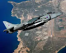 A RAF Harrier GR9 over RAF Akrotiri in 2010.