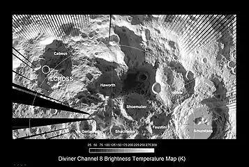 Lunar south pole as imaged by Diviner.