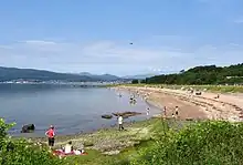 Beach and picnic area at the north end of the bay