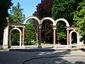 Colonnade at the entrance to the park