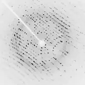 Image 22Image of X-ray diffraction pattern from a protein crystal. (from Condensed matter physics)