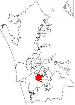 Location of Māngere-Ōtāhuhu