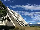 View of M-Wave from the southwest corner, its shape reflecting the surrounding mountains