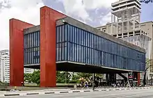 Image 25São Paulo Museum of Art, São Paulo, a 1968 concrete-and-glass structure designed by Lina Bo Bardi, considered a landmark of the city and a major example of modern Brazilian architecture