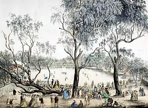 Image 35Cricket match at the Melbourne Cricket Ground, 1860s (from Culture of Australia)