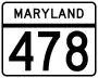 Maryland Route 478 marker