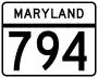 Maryland Route 794 marker