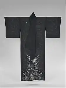 Unlined summer kimono (hitoe) with heron and reeds, late 19th century