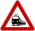 Level crossing without gates or barries