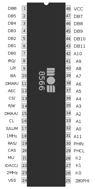 MOS 8566 VIC-IIe pinout