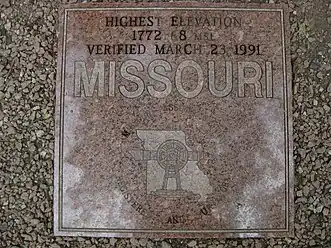 High point plaque on Taum Sauk