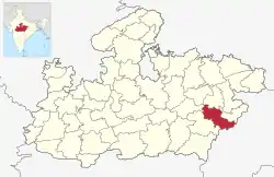 Location of Dindori district in Madhya Pradesh