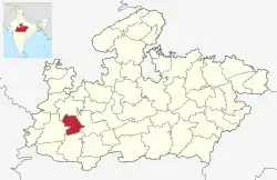 Location of Indore district in Madhya Pradesh