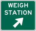 Weigh station sign with right exit arrow