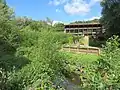 View across Meanwood Beck and then the reed beds towards the Epicentre