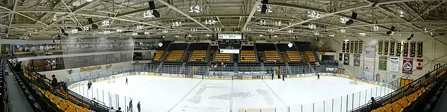 Panorama of John MacInnes Student Ice Arena showing recent improvements.