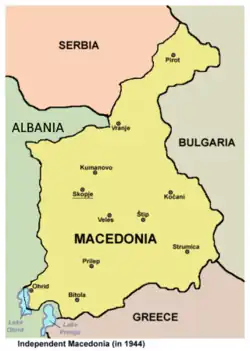 Map of the territory of Independent Macedonia.