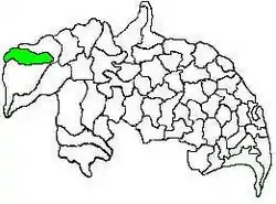 Mandal map of Guntur district showing  Macherla mandal (in green)