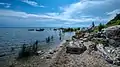 One of many scenic beaches on Mackinac Island.