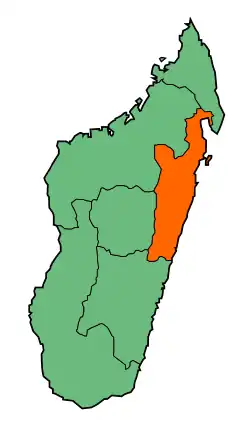 Map of Madagascar with Toamasina highlighted