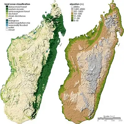 Image 33Land coverage (left) and topographical (right) maps of Madagascar (from Madagascar)