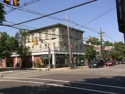 Intersection of Main Street and Delaware Avenue in central Pennington