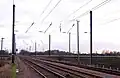 The electrified London to King's Lynn mainline south of Ely Dock Junction looking in the up direction (towards London)