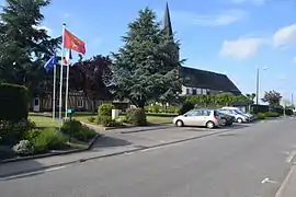 The town hall and church in Le Caule-Sainte-Beuve